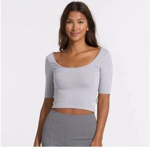 Vuori Lux Rib Avant Top in Pale grey heather Size Small